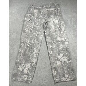 RSQ Mens 29x32 Loose Fit Carpenter Double Knee Pants Grey Leaf Camo Streetwear